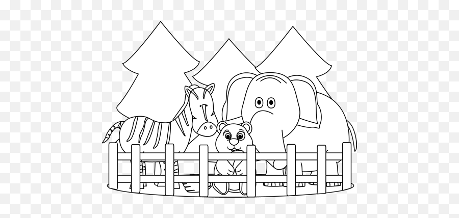 Black And White Zoo Clip Art - Clip Art Black And White Zoo Emoji,Zoo Clipart
