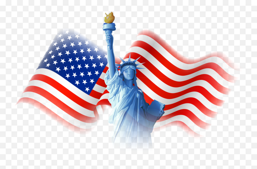Waving United States Flag Png Clipart - Full Size Clipart Clipart Statue Of Liberty And Flag Emoji,Waving Flag Png