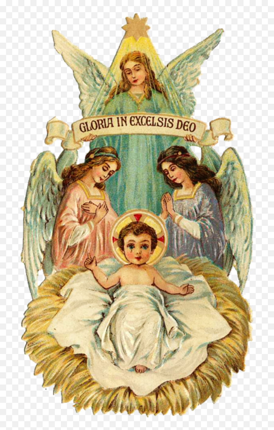 Vintage Christmas Clip Art Religious - Vintage Catholic Christmas Card Emoji,Religious Christmas Clipart