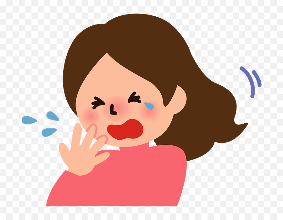 Christine Woman Is Snick With A Cold And Sneezing Clipart Emoji,Cold Clipart