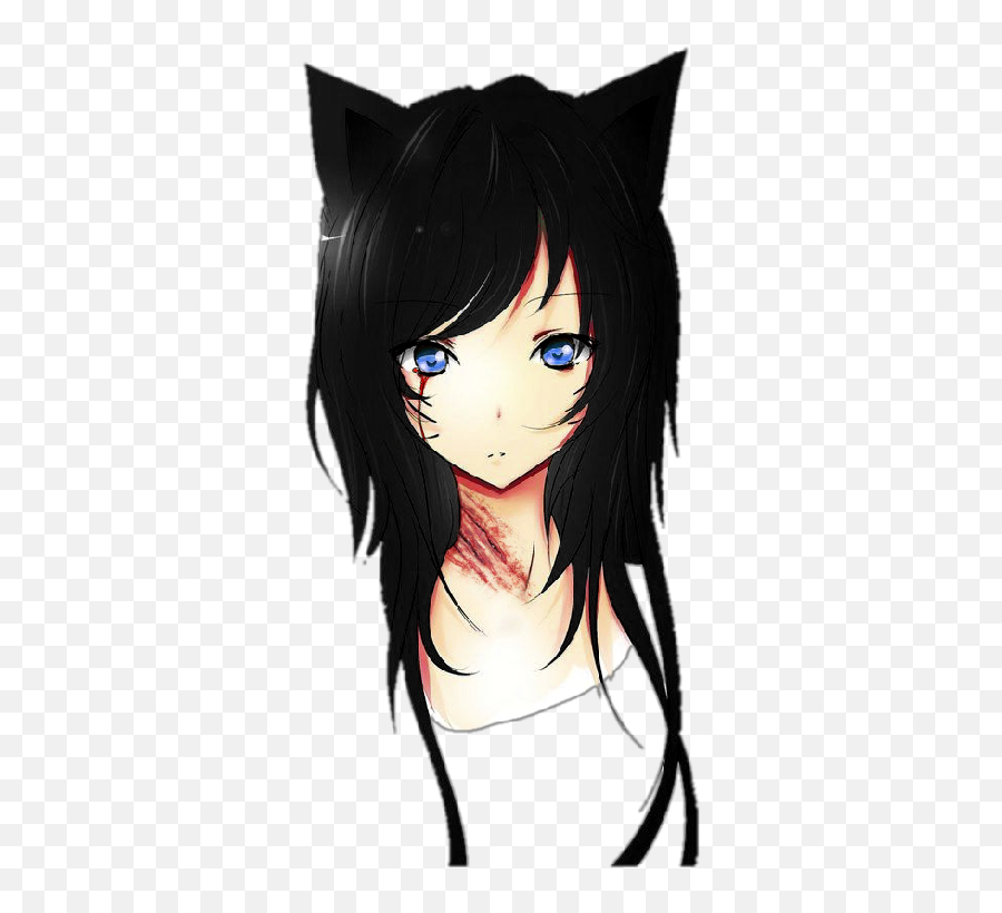 Anime Cat Ears - Anime Girl With Cat Ear Transparent Png Girl Wolf Black Anime Emoji,Ear Png
