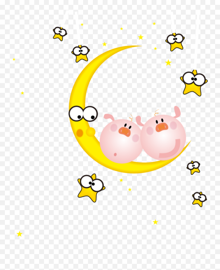 Ftestickers Clipart Cartoon Pigs Moon Cute - Cartoon Cartoon Emoji,Pigs Clipart