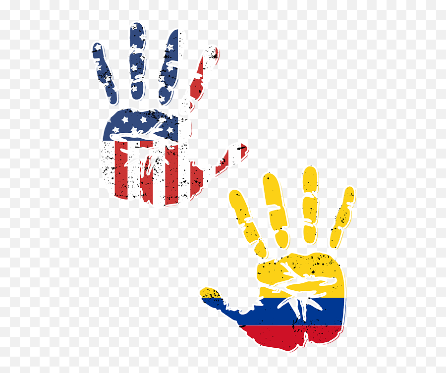 Usa Colombia Handprint Flag Proud Colombian American Heritage Biracial American Roots Culture Descendents Beach Sheet - Chinese And American Culture Emoji,Colombia Flag Png