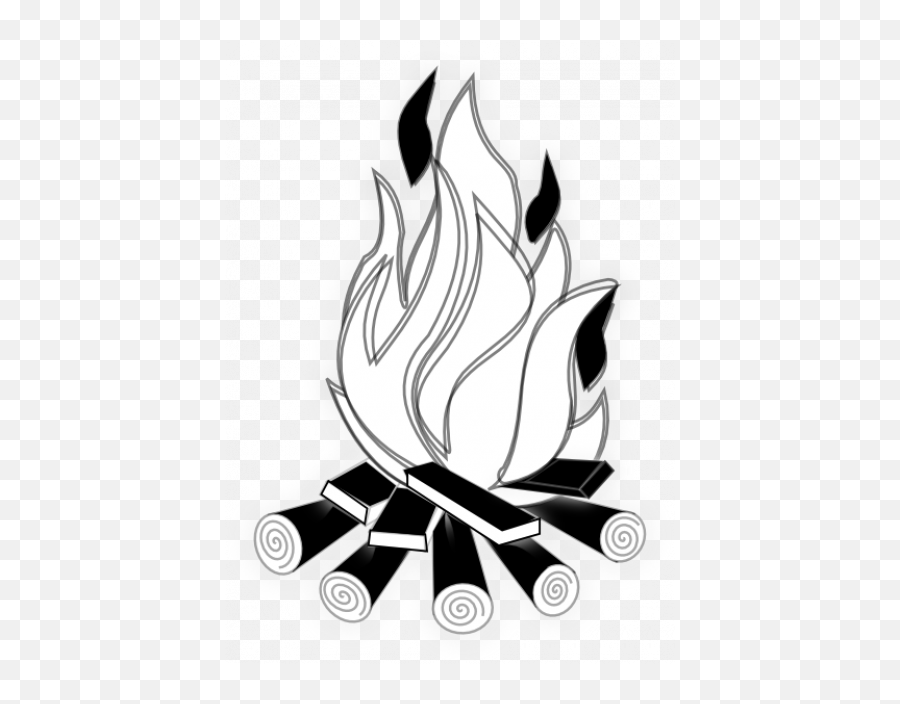 Campfire Black And White Vector Royalty - Black And White Fire Clip Art Transparent Background Emoji,Campfire Clipart
