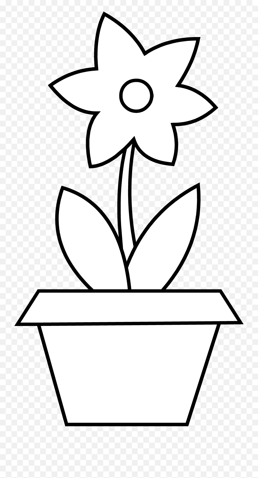 Printable Flower Coloring Pages - Simple Flower Pot In Art Emoji,Pot Clipart