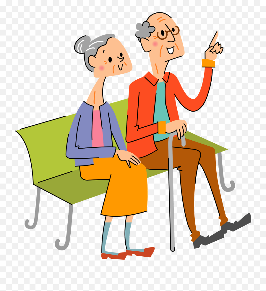 Old Couple Is Sitting Emoji,Bench Clipart