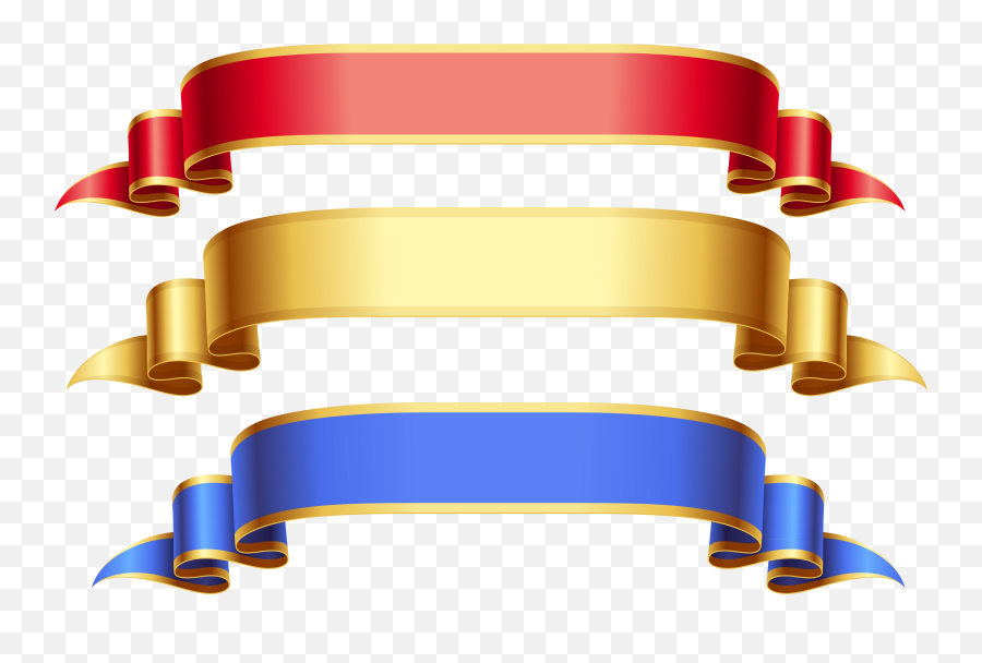 Christmas Ribbon Banner Clipart Blue - Gold Ribbon Png Emoji,Banner Clipart
