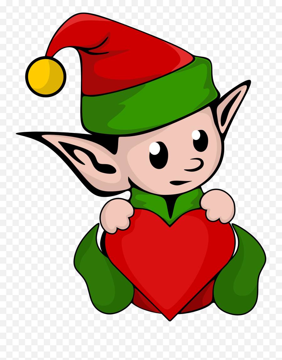 Colorful Christmas Elf With The Heart - Christmas Heart Clipart Emoji,Heart Clipart