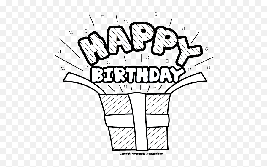 Free Happy Birthday Clipart - Happy Birthday Clipart Black And White Emoji,Happy Birthday Clipart