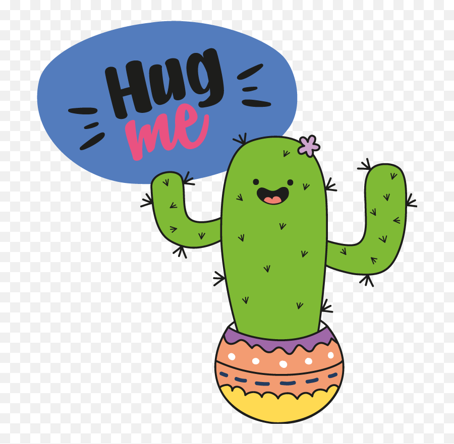 Hug Me Cactus Flower Wall Sticker - Tenstickers Emoji,Great Wall Of China Clipart
