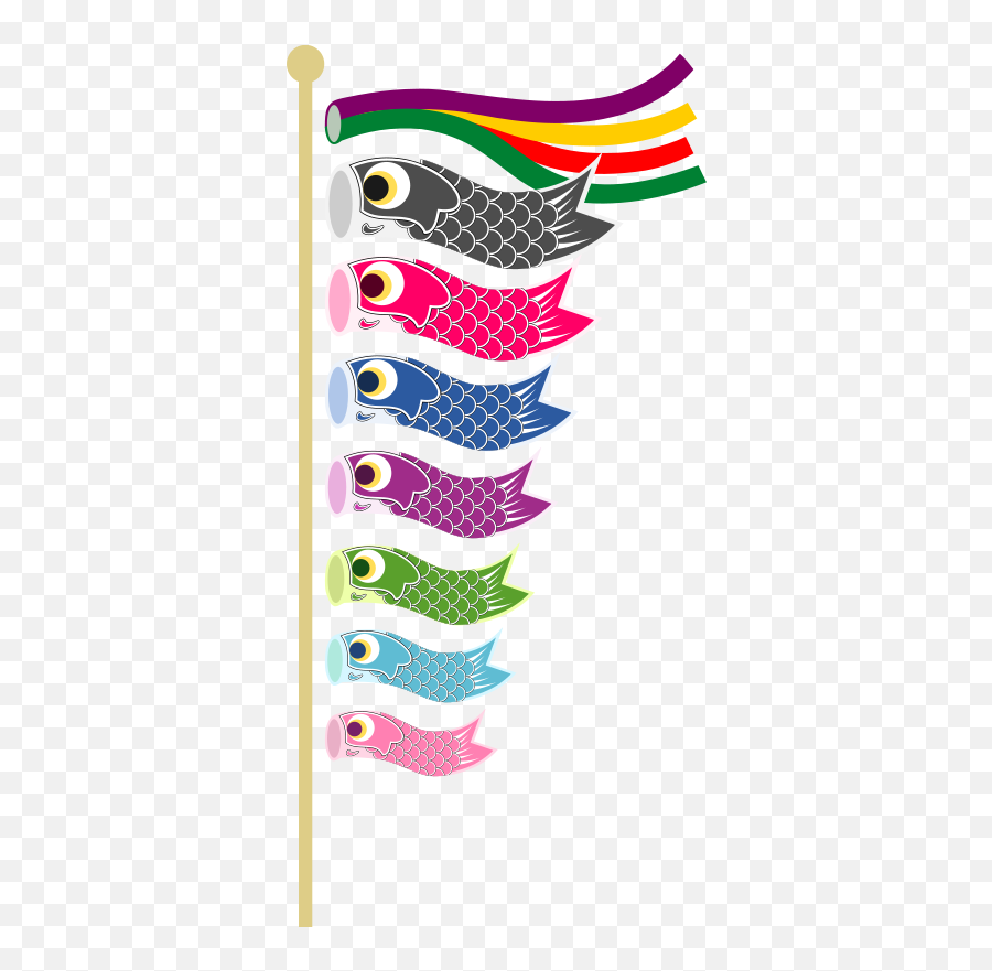 Free Clip Art Koinobori With Pole By Uroesch - Japan Template Emoji,Barber Pole Clipart