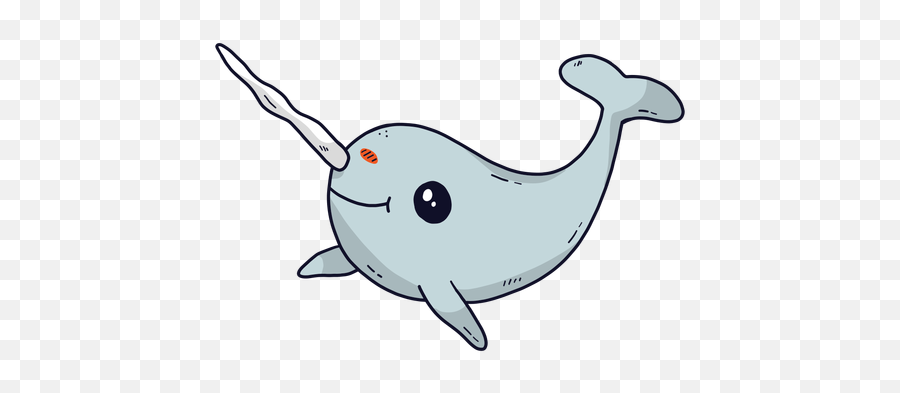 Cute Narwhal Smile Flipper Tusk Tail - Narwhal Png Emoji,Narwhal Clipart
