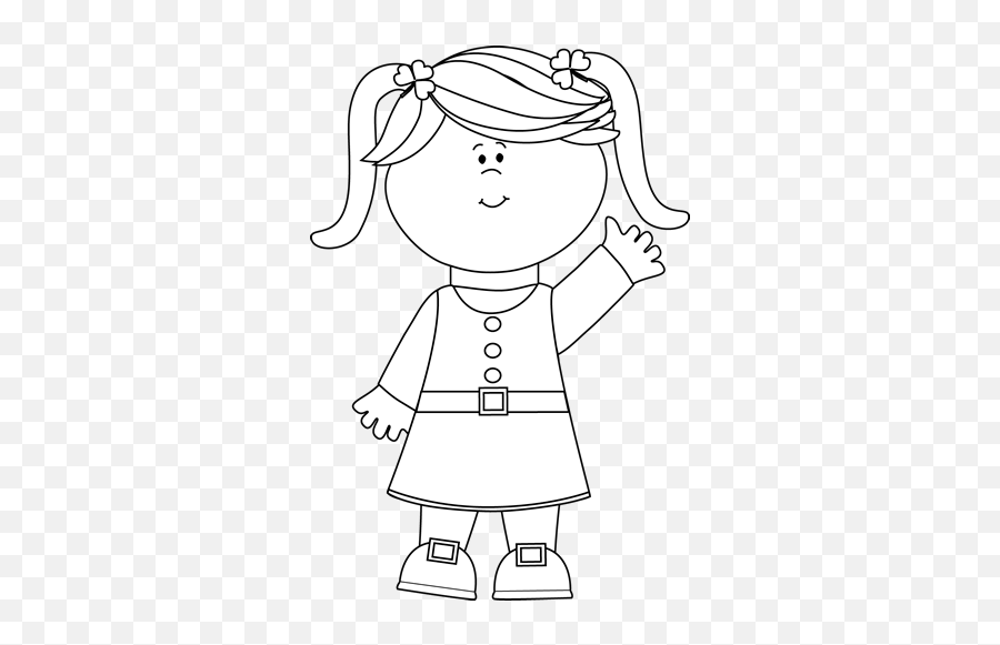 Girl Clipart Black And White - Little Girl Clipart Black And White Png Emoji,Crayon Clipart Black And White