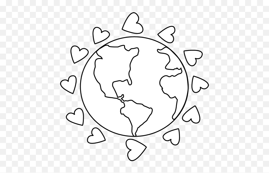 Black And White Love The Earth Clipart Panda - Free Earth Day Clip Art Black White Emoji,Earth Clipart