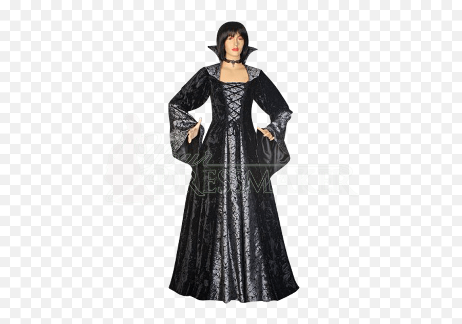 Countess Dracula Dress - Black And Silver Emoji,Black Dress Png