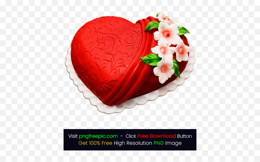 Red Heart Shaped Flower Cake Png - Illustration Clipart Emoji,Heart Shaped Clipart