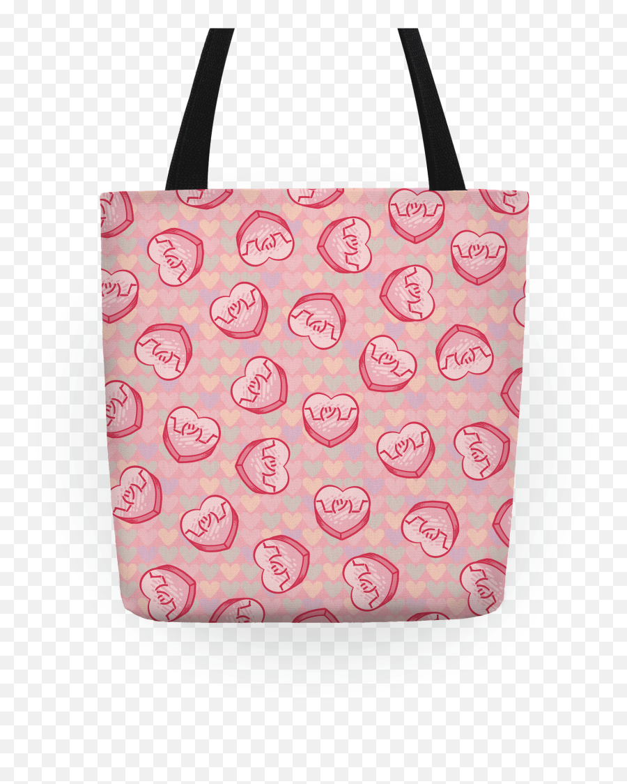 Shrug Emoji Candy Hearts Pattern Totes - Tote Bag,Shrug Emoji Png
