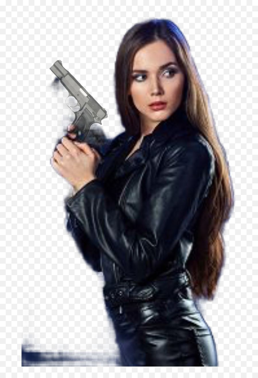 Hd - Gun With Girl Dp Emoji,Holding Gun Png