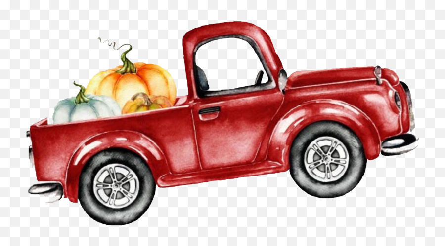 Truck With Tree On Top Clipart - Fall Truck Emoji,Vintage Truck Clipart
