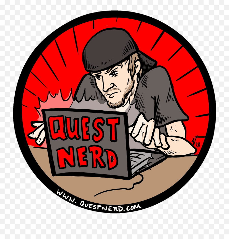 Quest Nerd Promo Logo Sticker In Glossy Or Matte - Questnerdcom Language Emoji,Quest Logo