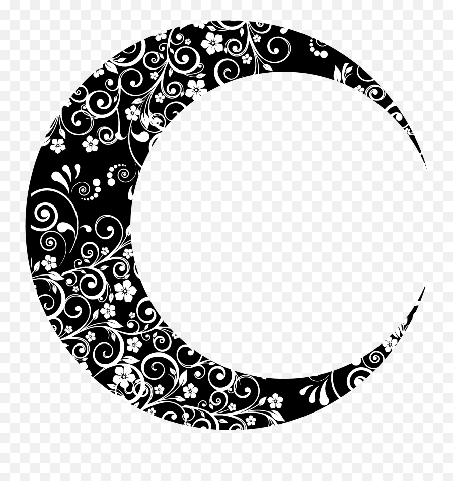 Moon Clipart Floral - Gold Crescent Moon Png Emoji,Sun And Moon Clipart Black And White