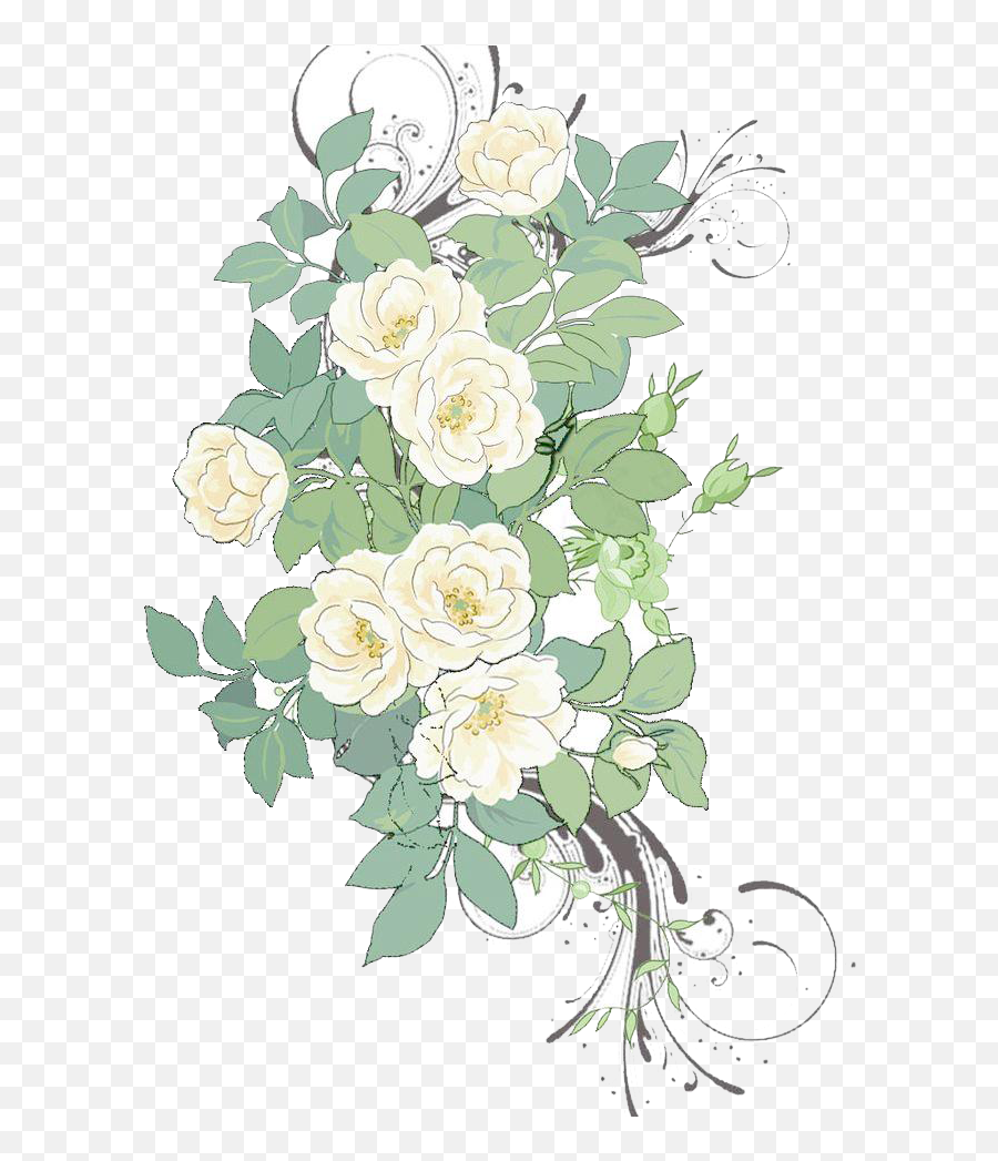 Flower Painting Pattern - White Rose Flowers Background Emoji,White Flowers Transparent Background