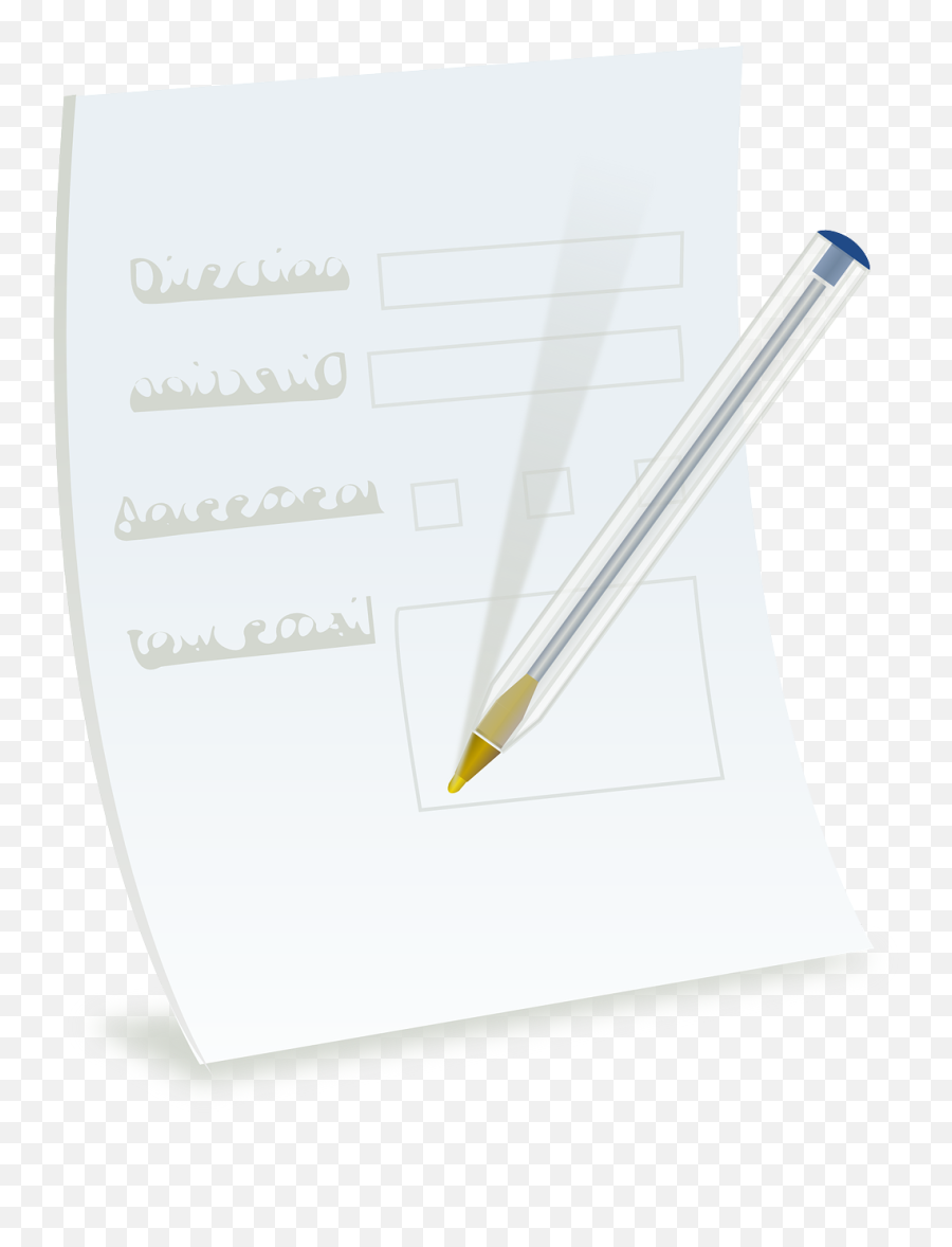 Paper Form With Ballpoint Clip Art At Clkercom - Vector Paper Forms Png Emoji,Paper And Pencil Clipart