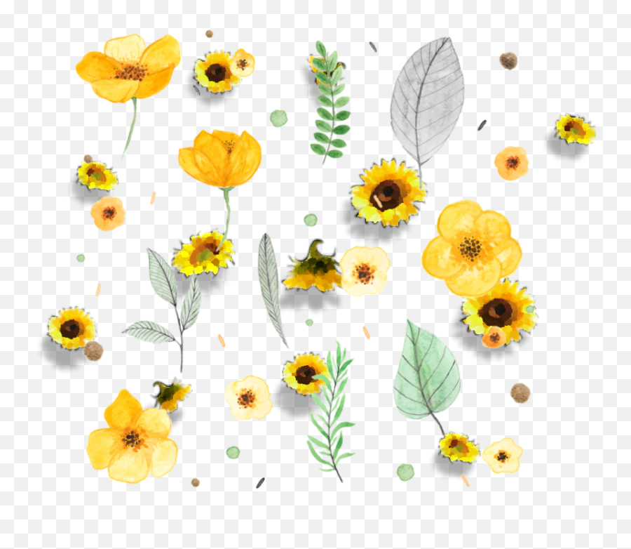 Sunflower Frame Png - Flowers Frame Overlay Sunflowers Cute Cat Girl With Glasses Emoji,Transparent Sunflowers
