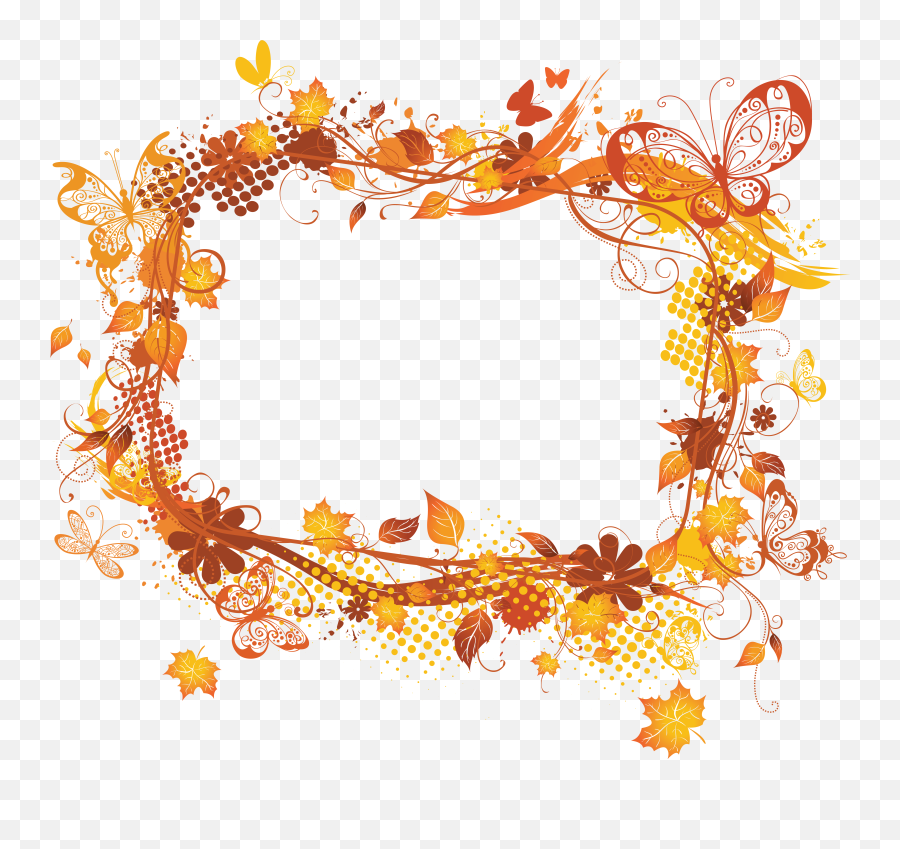 Flower Frame Vector Png Png Images - Fall Tree Border Fall Frame Clipart Emoji,Fall Tree Clipart