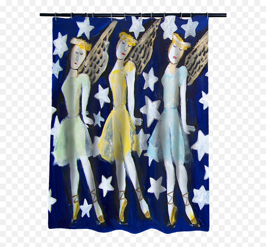 Nancy Thomas Gallery Shower Curtains - Three Angels Emoji,Transparent Shower Curtain With Design