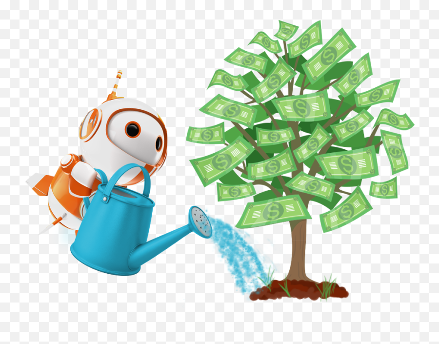 Bot With Wateringcan Moneytree - Moneytree Clipart Full Emoji,Money Tree Clipart