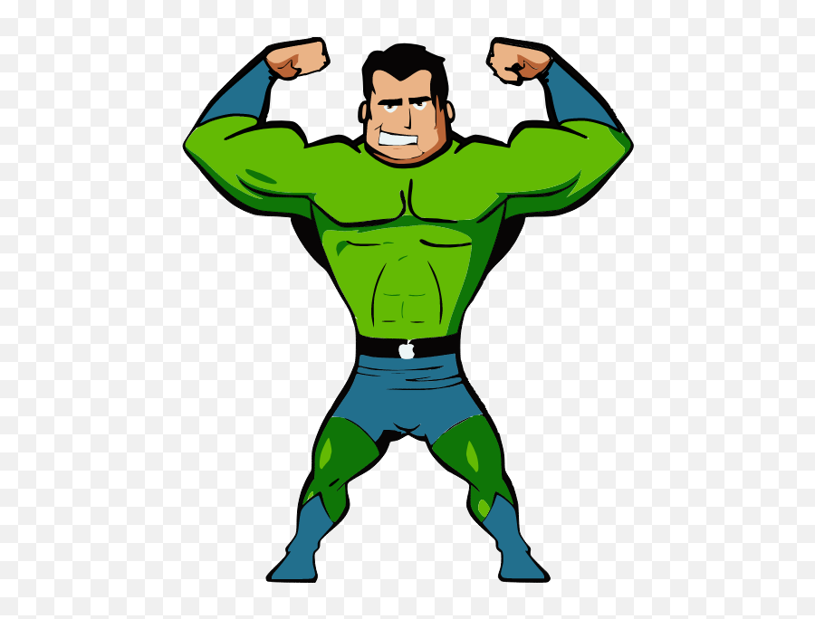 Strong Muscle Man Cartoon Clipart - Muscle Strong Man Cartoon Emoji,Muscle Clipart