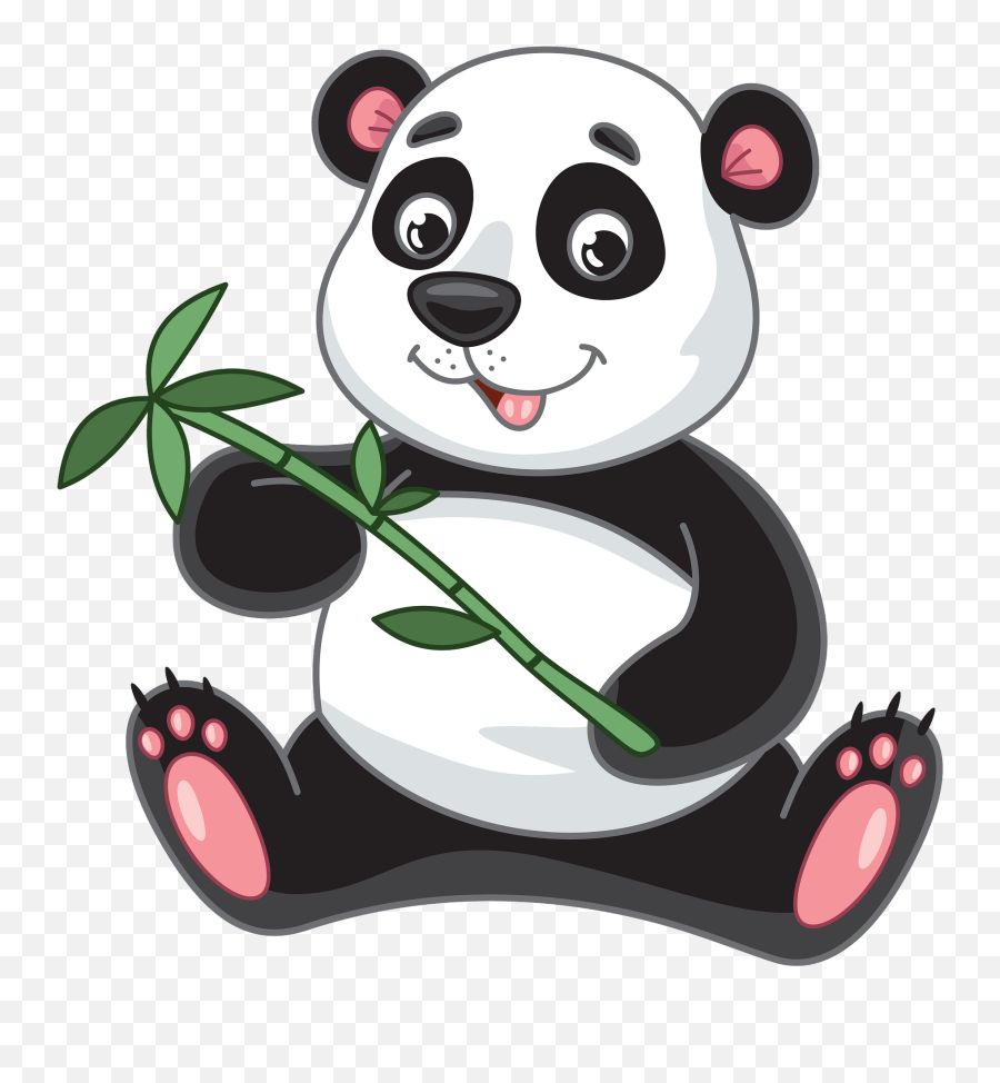 Panda With Bamboo Clipart - Panda Clipart Bamboo Emoji,Bamboo Clipart