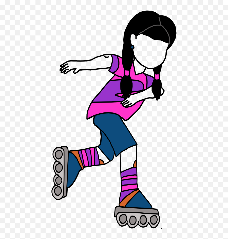 Clipart People Roller Skating - Girls Roller Skates Cartoon Emoji,Roller Skates Clipart