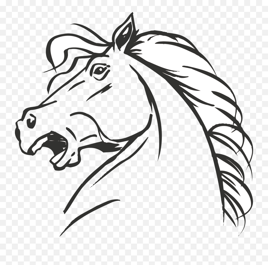 Horse - Headblackandwhitevectors002 Free Download Dibujos De Cabezas De Caballos Emoji,Horse Clipart Black And White