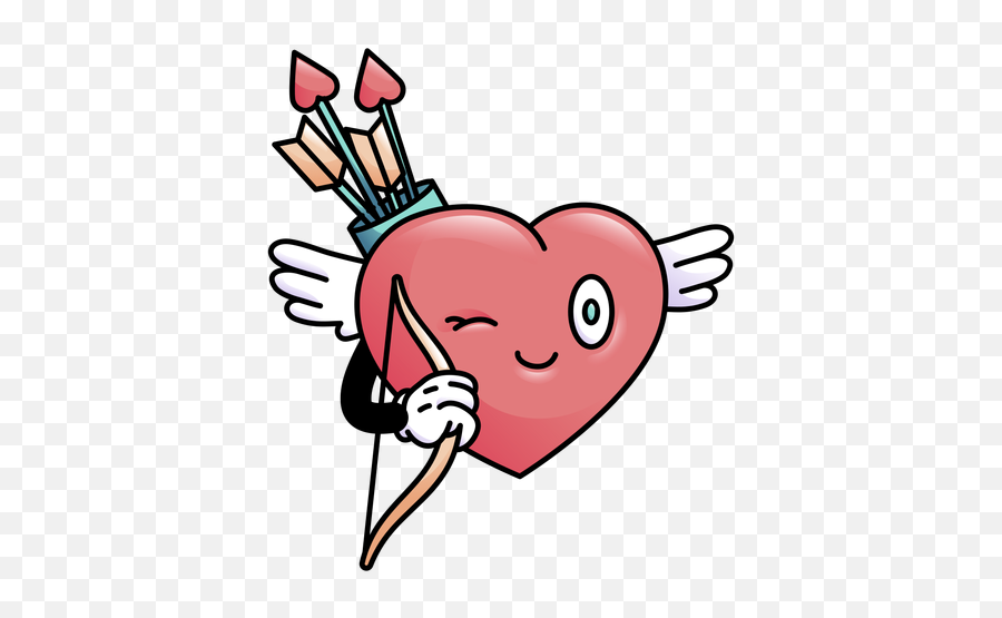 Colored Winking Heart With Bow Arrow - Transparent Png U0026 Svg Emoji,Bow And Arrow Transparent