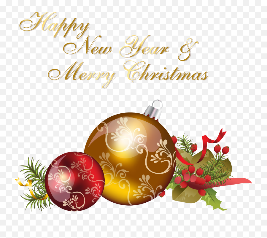 Download Happy New Year And Merry Christmas - Ball Ornament Emoji,Merry Christmas Gold Png