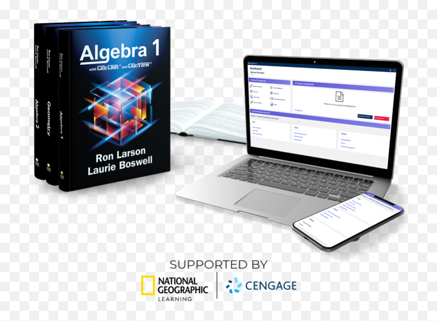 Algebra 1 Geometry Algebra 2 - Big Ideas Learning Emoji,Cengage Logo