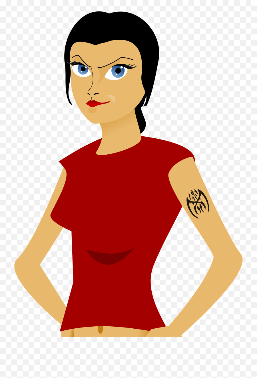 Girl With Red Shirt And Tattoo Clipart - Girl With Tattoo Clipart Emoji,Tattoo Clipart