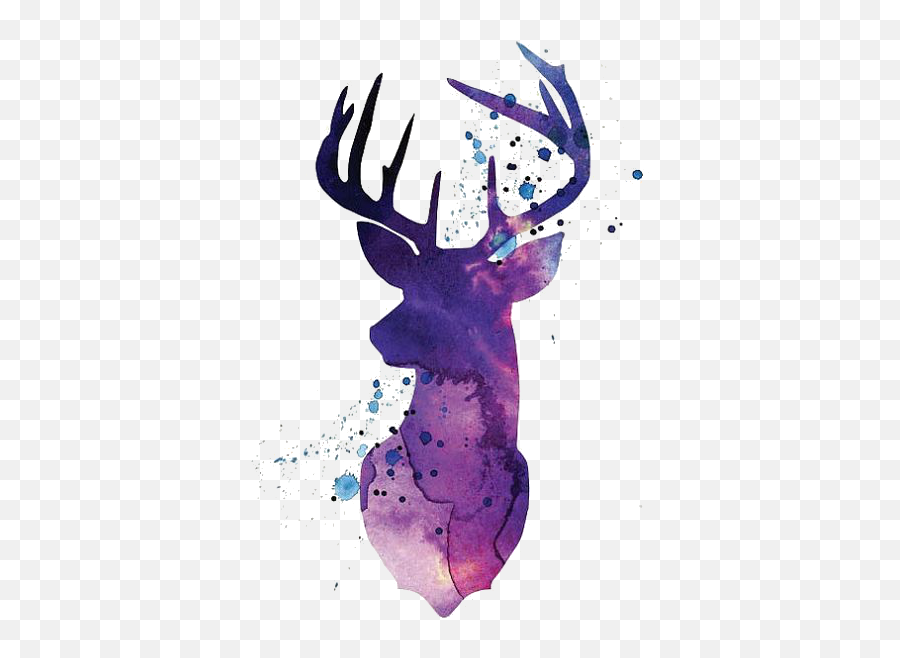 Download Silhouette Purple Deer White - Beautiful Deer Art Emoji,Painting Clipart