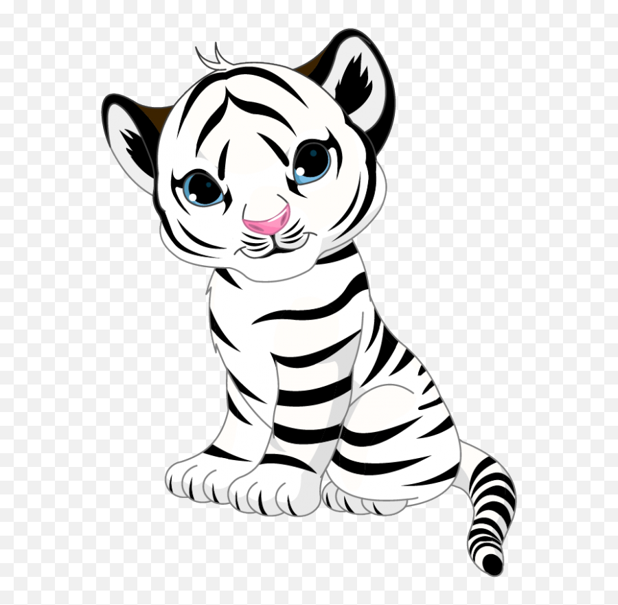 Drawing Tigers Cute Baby - Cartoon Baby White Tiger Clipart Easy White Tiger Cartoon Emoji,Tiger Clipart Black And White