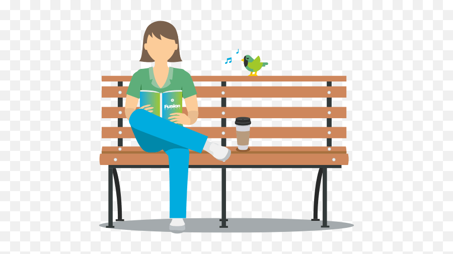 Woman Sitting On A Wooden Bench With A - Illustration Emoji,Bench Clipart