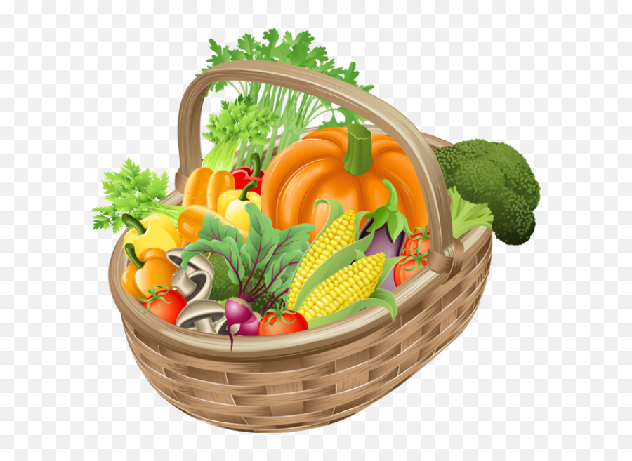 Vegetable Basket Food Clipart - Basket Fruits And Vegetables Clipart Emoji,Vegetables Clipart