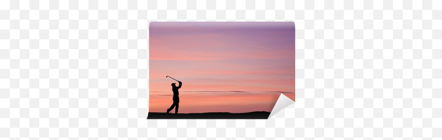Golfer Silhouette Against Stunning Sunset Sky Wall Mural Emoji,Sunset Sky Png