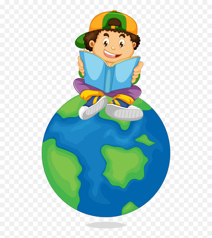Boy Reading Book On Earth Clipart Transparent - Clipart World Fictional Character Emoji,Earth Clipart