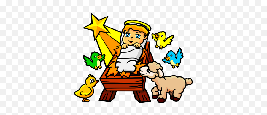 Baby Jesus With Birds And Lamb - Fictional Character Emoji,Baby Jesus Clipart