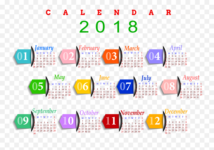2018 Calendar Png Transparent Images - 2018 Printable Calendar Png Emoji,2018 Png