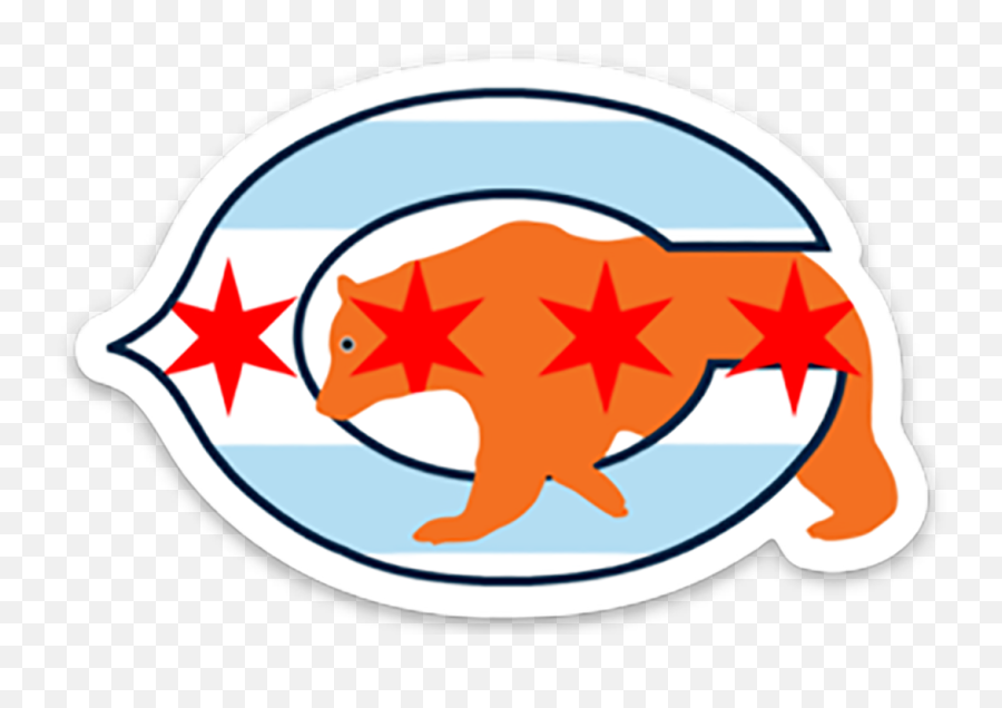 Bear Chicago Flag Impression Decal Emoji,Chicago Flag Png