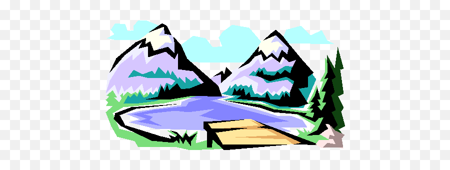 Mountains Lake Clipart - Mountain And Lake Clip Art Emoji,Lake Clipart