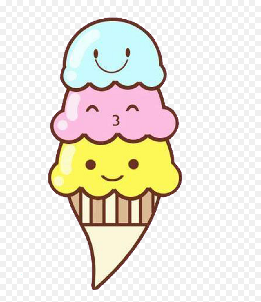 Download Kawaii Ice Cream Transparent - Cute Ice Cream Png Emoji,Ice Cream Transparent